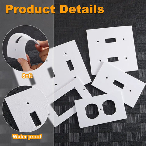 46 Pack Outlet and Wall Plates Insulation Sealer Set for Weatherproofing and Energy Saving shown in white with soft texture
