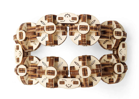 Flexi Cubus Brainteaser 3D Mechanical Wooden Puzzle Mind Bending Reconfigurable Cube For Adults And Teens Anti Stress Desk Toy With An Intricate Skeleton Sphere Design And Endless Shape Shifting Fun, beige wooden cube form