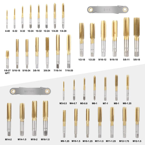 Die And Tap Set For External And Internal Threads In SAE And Metric Sizes Includes Thread Wrench And Thread Pitch Gauge 86 Piece Kit