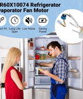 Refrigerator Evaporator Fan Motor With Thermistor For GE Refrigerators Easy Swap Replacement WR60X10307 WR60X10074
