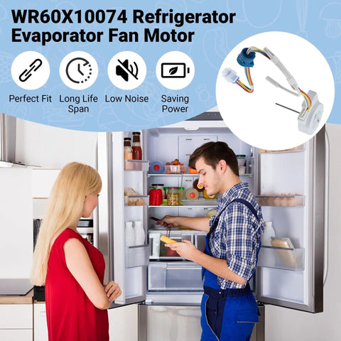 Refrigerator Evaporator Fan Motor With Thermistor For GE Refrigerators Easy Swap Replacement WR60X10307 WR60X10074
