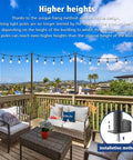 2 Pack 5 Ft String Light Poles For Outdoor Use Metal Poles Stand For Patio Backyard And Deck Weatherproof Galvanized Steel