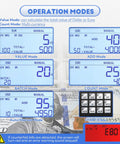 Fast Cash Counter Machine With Value Count And 4 Inch LED Display, showing operation modes and counterfeit detection settings.