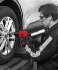 One Half Inch Air Impact Wrench With Two Inch Extension Anvil Twin Hammer Pistol Grip Industrial Repair And Assembly Tool In Durable Pistol Handle Design 715 Foot Pounds Of Torque And 970 Nm At Ten Thousand RPM used on car wheel lug nut.