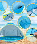 Pop Up Baby Beach Tent Shade Lounge with Auto Open Portable Sun Shelter for Infants Under Three UV 50 Plus Protection