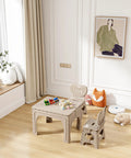 Kid Friendly Folding Table And Chairs Set Portable Foldable Activity Table For Indoor And Outdoor Use Durable Khaki in playroom
