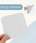 Heavy Duty Self Adhesive Mesh Window Screen Patches Quick Fix Kit, showing strong adhesive vinyl mesh patch in hand.