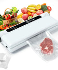 Powerful 75KPa Vacuum Sealer for Dry and Wet Foods sealing meat with digital countdown timer, includes 20 vacuum bags