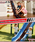 Hot Wheels Compatible 15 Ft Flexible Race Track Starter Set With Sturdy Suction Cups Rolls Up Portable Wall Ramp And Spiral Track For 1 64th Scale Diecast Cars Kid Friendly Red And Black used indoors and outdoors by children