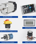 110V 750W DC Brushless Spindle Motor Kit With Driver Board For CD210V WM210V Lathe components including motor, driver, and switches