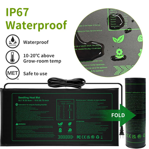 Two Pack Seedling Heat Mats For Germination And Hydroponics, Waterproof 18W Plant Heating Pads, Durable PVC Seed Warmer, 10 By 20 Inches, Easy To Use, Perfect For Your Home Grow Starts