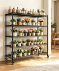 Beefy 5 Tier Rolling Wire Shelving Unit On Wheels 36 Inch Wide By 14 Inch Deep By 73 Inch High Adjustable Shelf Heights 1750 Lb Capacity Metal garage shelving with potted flowers