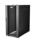 Solid As A Rock 25U Server Rack Cabinet With Spacious 37 Inch Depth shown from the front, featuring a heavy duty black steel mesh design.