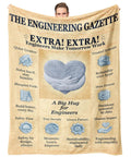 Dope Appreciation Blanket For Engineers 60x50 Flannel Throw With Retro Newspaper Blueprint And Circuit Heart Design