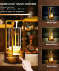 Portable Metal Table Lamp With 4000mAh Rechargeable Battery Cordless Outdoor Light 3 Color Stepless Dimmable operation