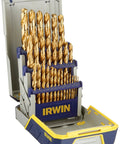 Heavy Duty Titanium Nitride Coated Drill Bit Set 29 Piece Built For Metalworking Workflows in open case showing various sizes