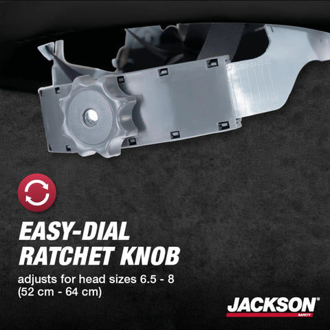 Easy-dial ratchet knob of Cowboy Style Nonvented Full Brim Hard Hat With 4 Point Ratchet Suspension ANSI Z89.1 Type 1 Class E OSHA