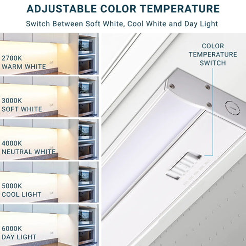 Under Cabinet LED Light With 5 CCT Color Levels For Your Vibe, 16 Inch, 14W, Hardwired Install, Dimmable, 1000 Lumens, ETL Listed, 120V
