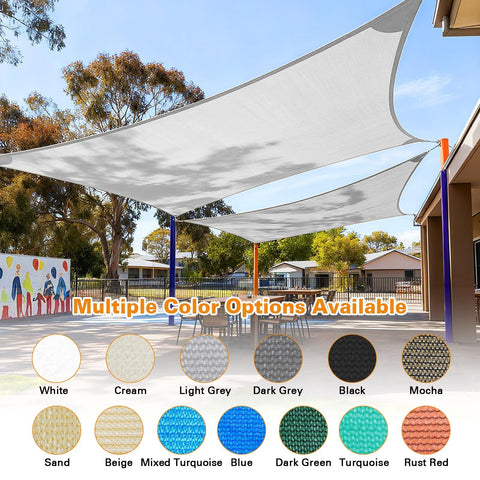 17x31 Foot Light Gray Sun Shade Sail Rectangle Outdoor Canopy With 95 Percent UV Block Breathable Cooling Fabric Curved Edge For Easy Install And No Water Pooling Ideal For Backyard Patio Pergola Deck Garden displayed with color options in a backyard setting