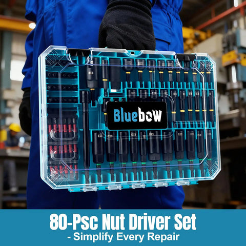 Beefy Magnetic Impact Nut Driver Set With Metric And SAE Includes Socket Adapters Wing Nut Driver Bit Holder in storage box