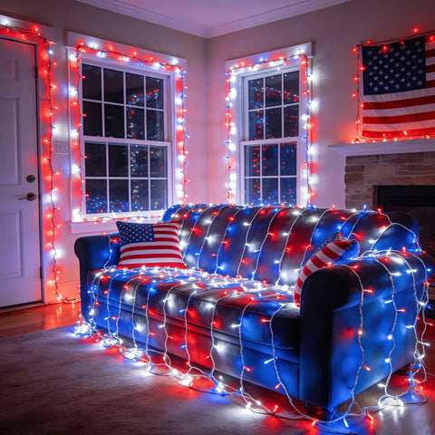 Smart Christmas Lights 196ft 600 LED WiFi Color Changing String Lights App Controlled RGB Decor Indoors Outdoors wrapped on a sofa