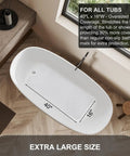 Extra Long Non Slip Bathtub Mat, 40 By 16 Inch Machine Washable Shower Mat With Quick Drain Holes And Grippy Suction Cups That Hold Their Ground On Smooth Bathroom Floors, Clear shown in an oversized bathtub.