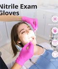Top Tier Disposable Nitrile Gloves In Bright Fuchsia, Powder Free Latex Free, 3 Mil Flexible Grip For Kitchen Cleaning And Beauty Tasks, 100 Count Lowkey Essential Pick during dental exam.