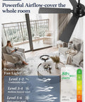 52 Inch Ceiling Fan With Lights And Remote Smart App Control Dimmable shown in modern living room with large windows.