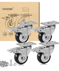 Rock Solid 3 Inch SUS304 Stainless Steel Caster Wheels With Precision Locking Brake Rust Proof Polyurethane Tread Heavy Duty Castor Set for Furniture Industrial Lab Hospital Restaurant No Sweat Rolling Easy Bolt On - set of 4 with packaging and hardware