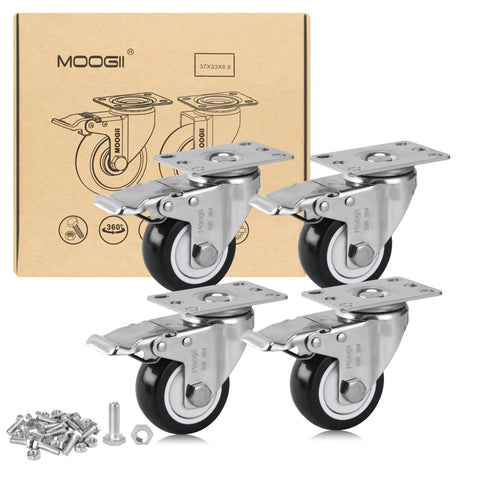 Rock Solid 3 Inch SUS304 Stainless Steel Caster Wheels With Precision Locking Brake Rust Proof Polyurethane Tread Heavy Duty Castor Set for Furniture Industrial Lab Hospital Restaurant No Sweat Rolling Easy Bolt On - set of 4 with packaging and hardware