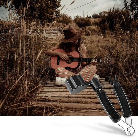 Guitar string winder cutter pin puller 3-in-1 tool with black handles (Style-A)