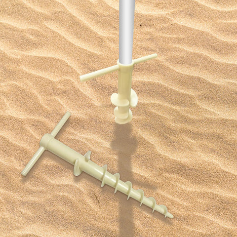 Go To Beach Tent Sand Anchors And Ground Stakes Set For Canopies And Sun Shelters on sand, close-up of screw design