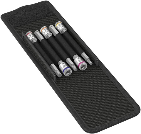 Zyklop Bit Socket Set With Holding Function, One Quarter Inch Drive, Five Piece, Non Impact Sockets In Compact Textile Box