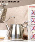 Top Tier Stainless Steel Teapot With Integrated Fine Mesh Infuser And Double Wall Construction That Stays Piping Hot One Liter Capacity pouring water.