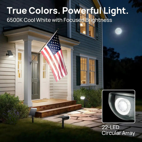 Outdoor Solar Lights Waterproof IP67 3 Lighting Modes Auto On Off 2 In 1 Solar Landscape Light illuminating house entrance at night