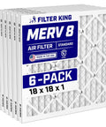 MERV 8 Pleated 18x18x1 Air Filter Six Pack For Dust And Allergy Control Made In USA Electrostatic HVAC Furnace And AC Filter