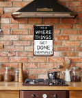 Funny Garage Sign This Is Where Things Get Done Eventually Vintage Metal Tin Wall Decor For Man Cave Home Office Workshop 8x12 Inch