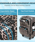 Expandable Softside 4-Piece Luggage Set With 20 Inch Carry-On, 16 Inch Underseat Bag, Spinner Wheels, TSA Lock, Leopard Print