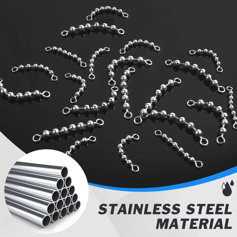 Rugged Stainless Steel Fishing Beads Chain Swivels For Saltwater And Freshwater Angling High Speed Catfish Trolling Swivels With Smooth Rotation And Rust Resistant Design Durable Tackle Gear For Long Lasting Reliable Performance, stainless bead chain