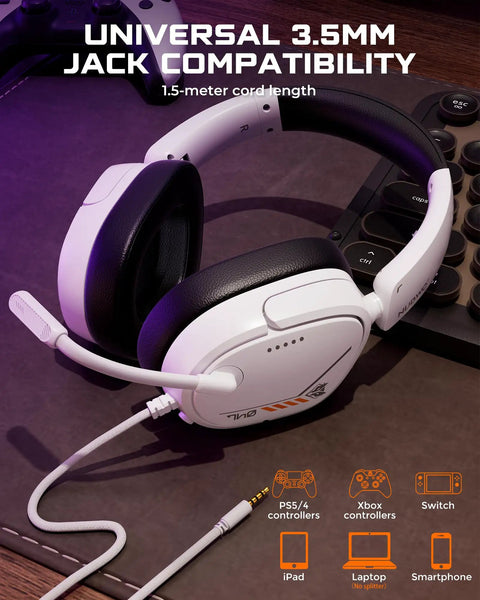 Lightweight Gaming Headset With Crisp Sound And Clear Unidirectional Mic for PS5 PS4 Xbox Series X S Xbox One Nintendo Switch