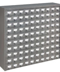 Heavy Duty 100 Drawer Small Parts Storage Cabinet With Label Holders All Steel Construction In Gray Enamel Garage Ready Ideal Organizer For Nuts Bolts Screws And Tiny Parts