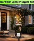 Must-Have Outdoor Solar Coffee Table With Light Black Iron 52.5 Inch Waterproof End Table For Living Rooms Or Patio Doubles As A Solar Floor Lamp And Plant Stand For Backyard Poolside Decor