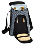 Party Squad Ready Two Bottle Insulated Wine Tote Bag With Houndstooth Pattern and portable cheese cutting board and corkscrew.
