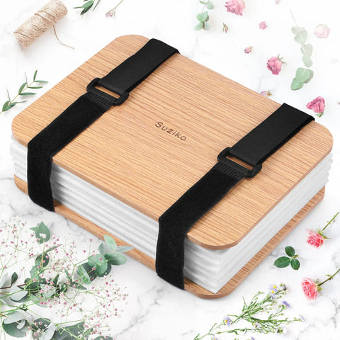 Professional Flower Press Kit With Six Layers And A 6.3 By 8.3 Inch Pressing Area for preserving blooms, with wooden boards and straps.