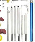 Carbide Tipped Woodturning Tools Set Six Piece Hollowing Rougher Detailer Finisher Sander Pro Grade Kit with handles and sandpapers.