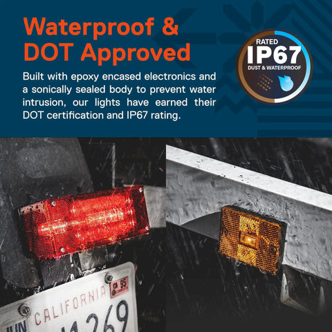 Beefed Up 36 LED Trailer Light Kit With Amber Marker For Over 80 Inch Trailers DOT Approved Waterproof IP67 in rain