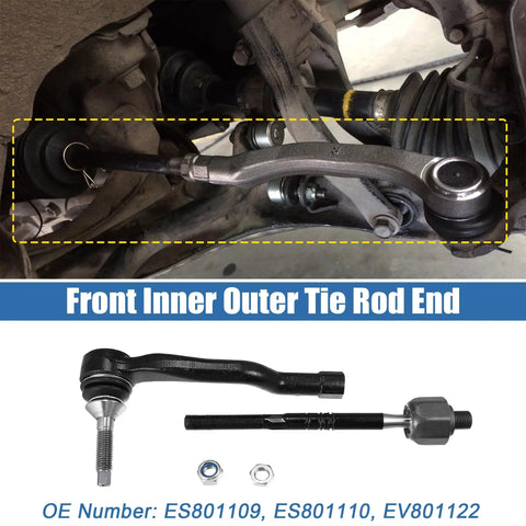 Front Inner And Outer Tie Rod End Links Kit 4 Piece For Ford Edge 2015 to 2018 Fusion 2013 to 2017 Lincoln MKZ 2013 to 2017 MKX 2016 to 2018 OE ES801109 ES801110 EV801122 installed front suspension