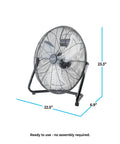 20-Inch High Velocity Floor Fan For Garage And Workshop, Heavy-Duty Metal Shop Fan With 3 Speed Settings, 180 Degree Tilt, Quiet Design