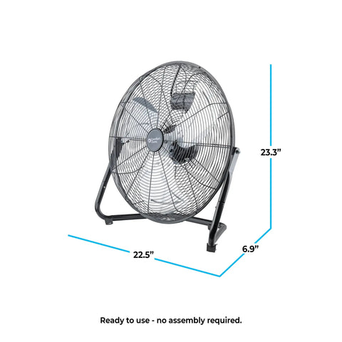 20-Inch High Velocity Floor Fan For Garage And Workshop, Heavy-Duty Metal Shop Fan With 3 Speed Settings, 180 Degree Tilt, Quiet Design