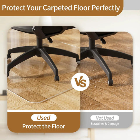 Clear Chair Mat For Hard Floors 48 Inch By 60 Inch Protects Hardwood Tile And Wood Floors comparison of floor protection with mat